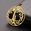 Fashion Stainless Steel Tree Charm Hollow Out Mom Tree Pendant Gold Plated Jewelry Accessories for Necklace Bracelet