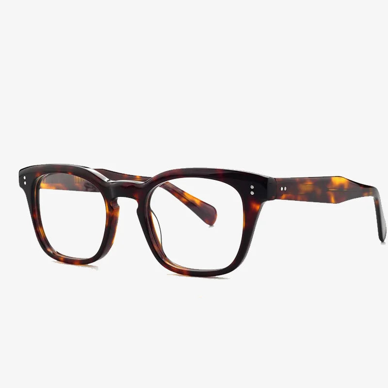 Hot Selling Acetate Vintage Rice Nail Square Large Frame Thick Leg Spectacle Frames Newest Women'S Anti Blue Light Glasses