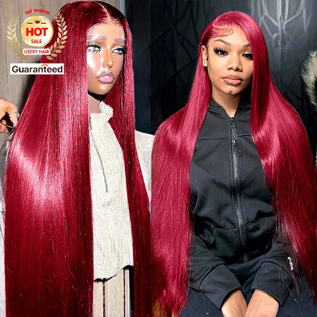 Affordable Burgundy 13x4 HD Lace Frontal Human Hair Wig Straight Red 13x6 Lace Front Raw Cambodian Hair Vendor 99J Colored Wig