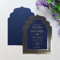 Formal Indian Muslim Arabic Mariage Luxury Gold Foil  Wedding Invitation Card With RSVP and Envelope