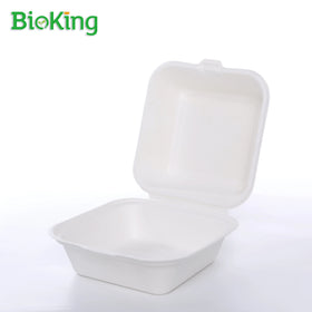 BioKing Wholesale Disposable Lunch Disposable Hinged Boxes Hamburger Food Packaging Food Container Sugarcane Box Bagasse DDP USA / America