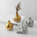 Modern Minimalist Gold Hydroponics Ceramic Tabletop Vase Creative Home Decoration for Living Room Dining Table Electroplated