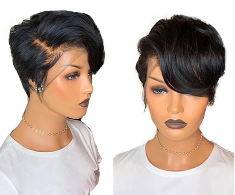 LLBeauty Hair Hot Sale 6 Inch 13X4 Full Handmade Brazilian Human Remy Hair Sort Pixie Cut Wig Lace Front Wigs Hot Supplier