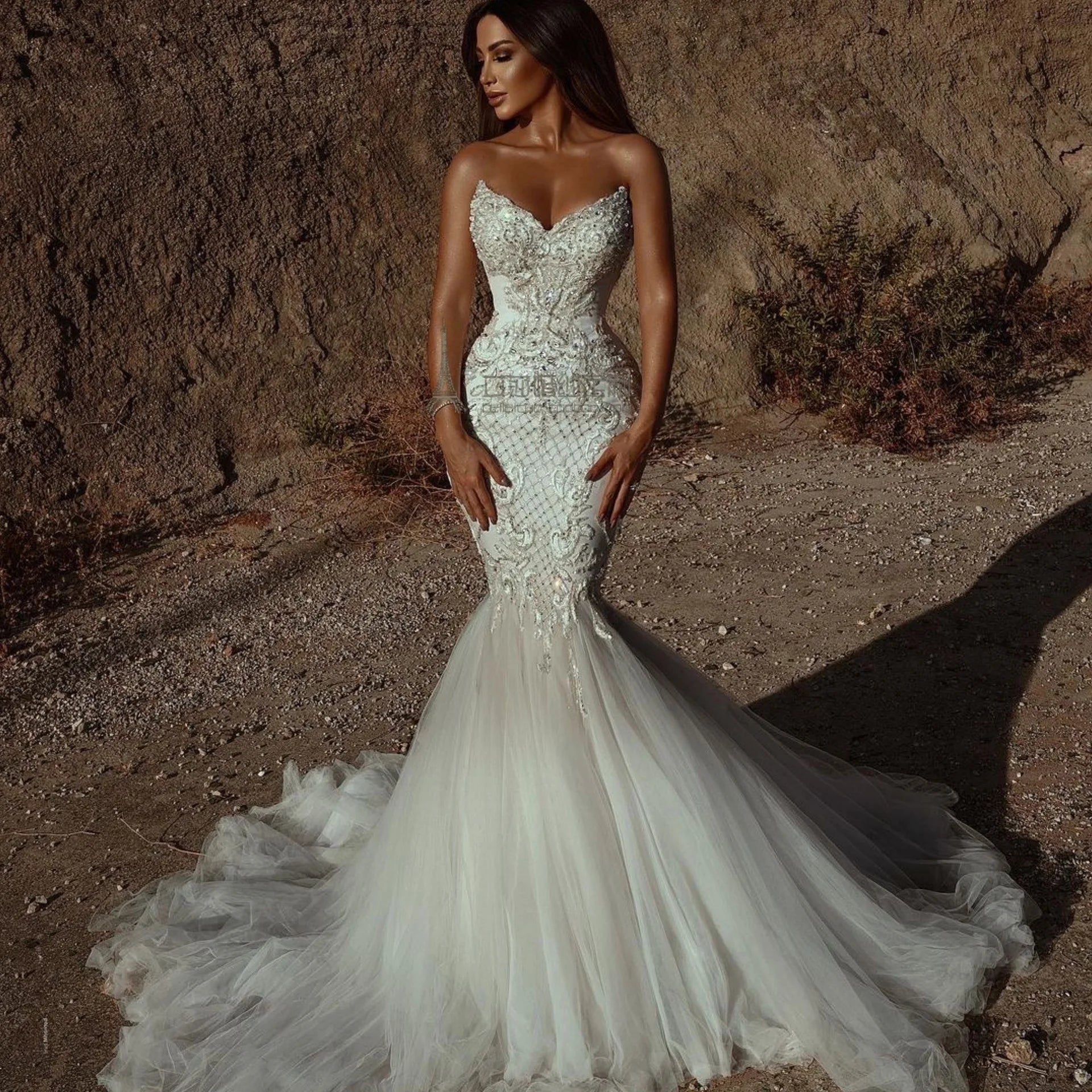 Wedding Dress Empire Small Tail Bride 2024 New European American Tube Top Puffy Long Trailing Temperament Lawn Veil Appliques