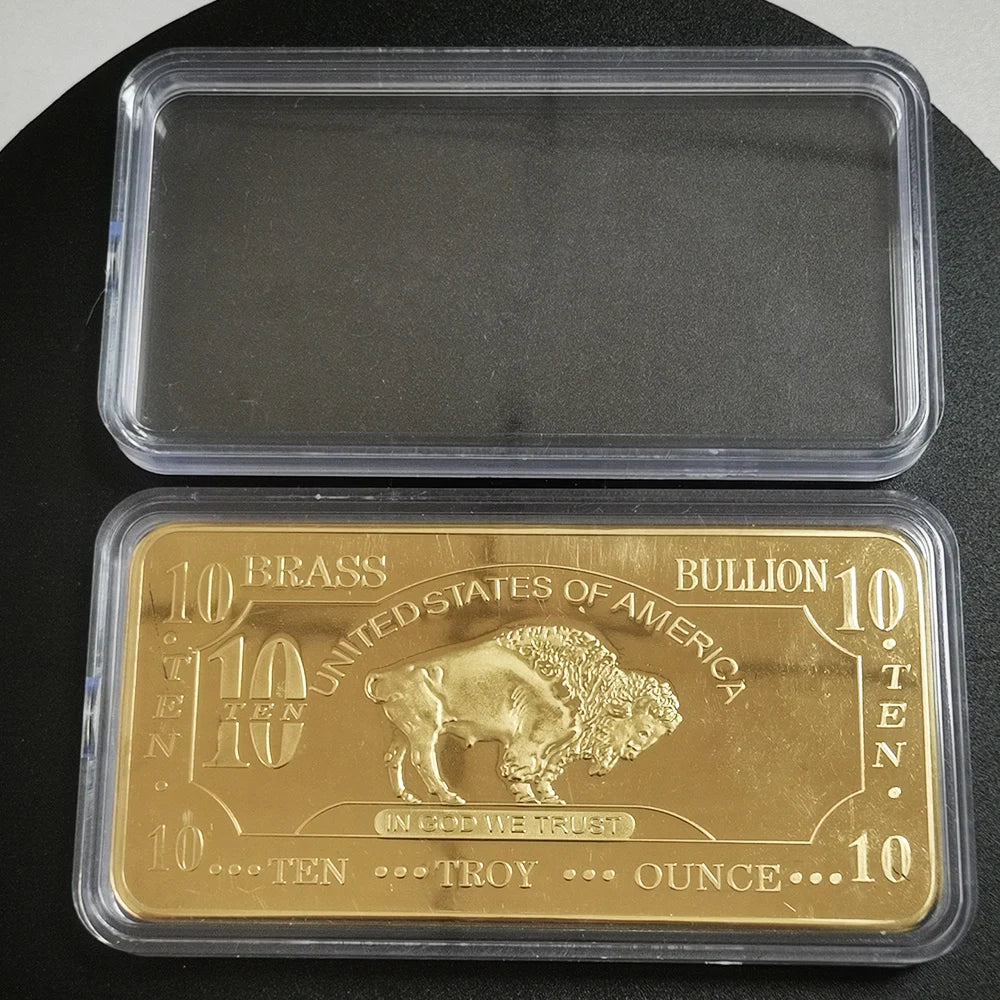 Brass Die Casting 10 oz .999 Fine Brass Buffalo Bullion Bars With Plastic Packing Case A149P