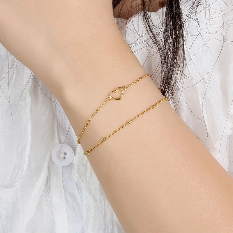 Wholesale 925 Silver Chain Bracelet Women 925 Sterling Silver Heart Bracelet Gold Plated Bracelet Chain Jewelry for Women