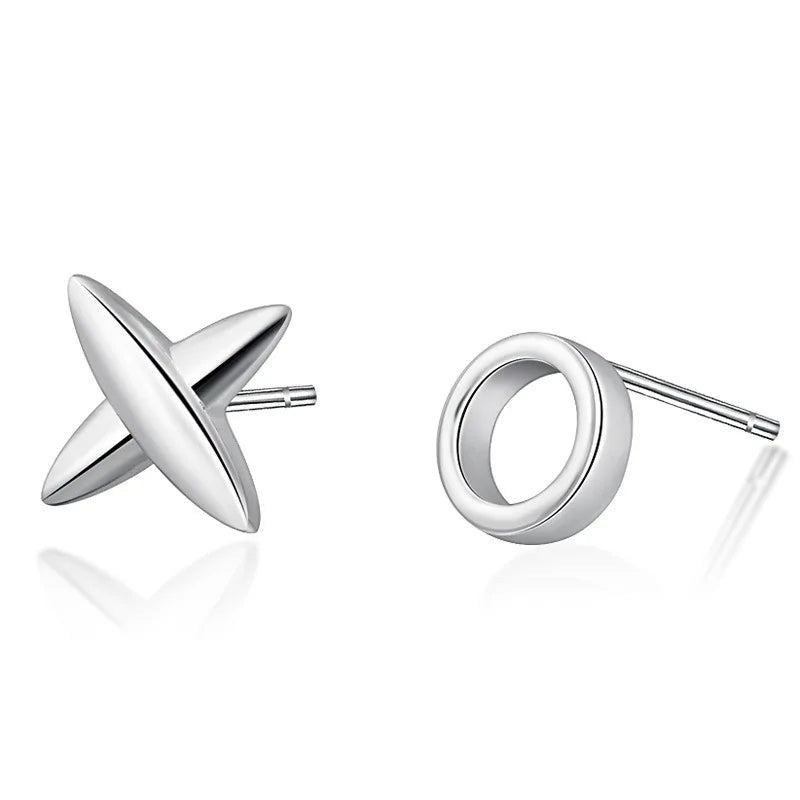 Trendy XO Letter Stud Earrings 925 Sterling Silver Fashion Jewelry for Women & Girls for Wedding & Engagement