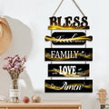 Large Bless Hanging Wall Sign Custom Rustic Wooden Family Food Love Sign Decor for Kitchen Dining Room Living Bedroom Outdoor