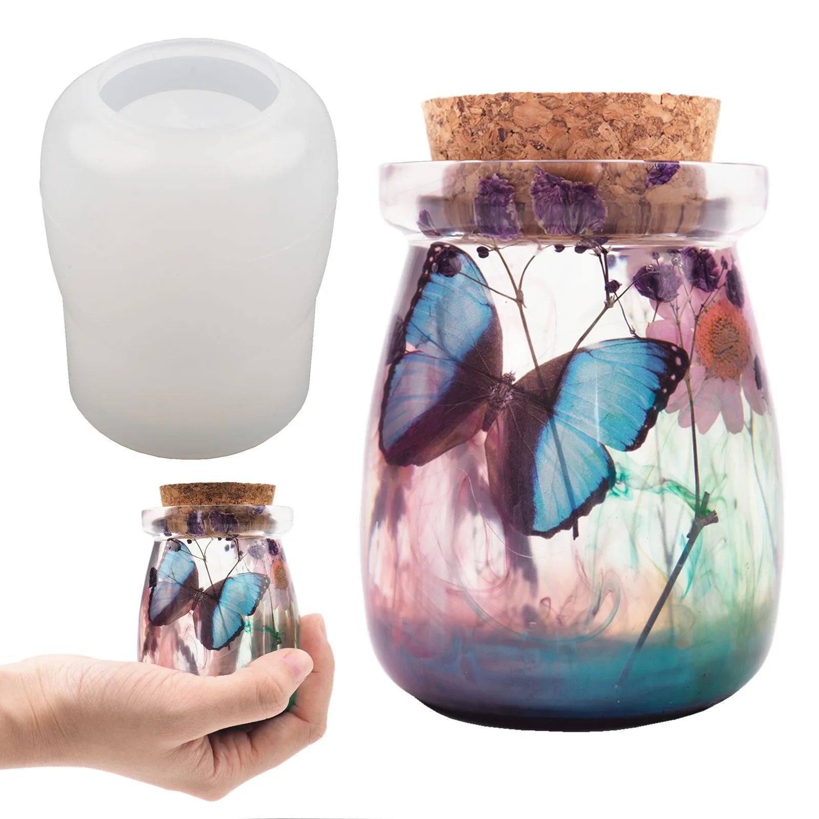 Wholesale Jar Resin Molds Silicone with Lids Cute Bottle Silicone Molds for Epoxy Resin DIY Molds for Storage Bottle