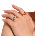 Wholesale Vintage 18K Gold Plated Stainless Steel Retro Hollow Knot Zircon 18K Gold Plated Women Fashion Jewelry Rings