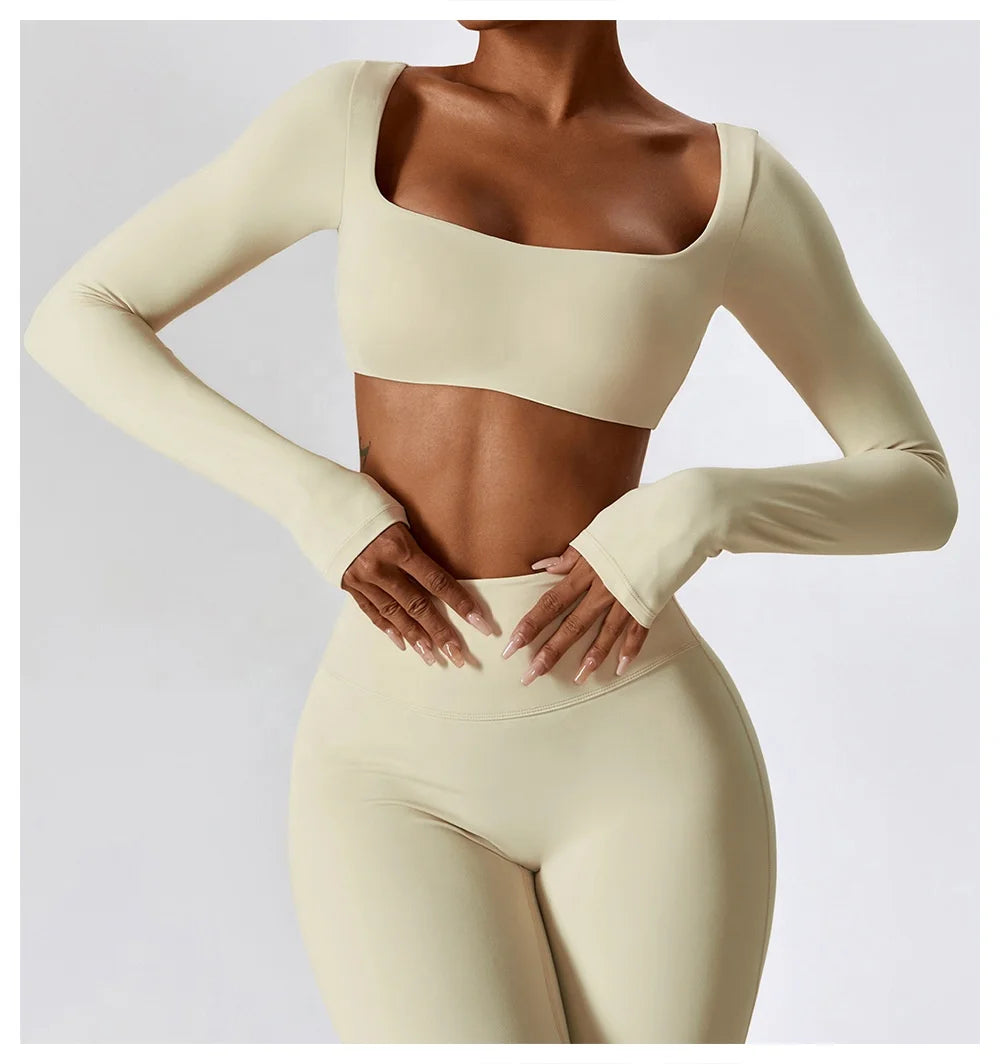 2024 Long Sleeve Best Quality Luxury Yoga Suit Wear Workout Scrunched Butt Leggings Sets