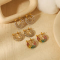 Luxury Full Diamond Colorful Zircon U-shaped Earring 18k Gold Plated Shiny Party Jewelry Waterproof Dubai Hoop Earrings for Lady