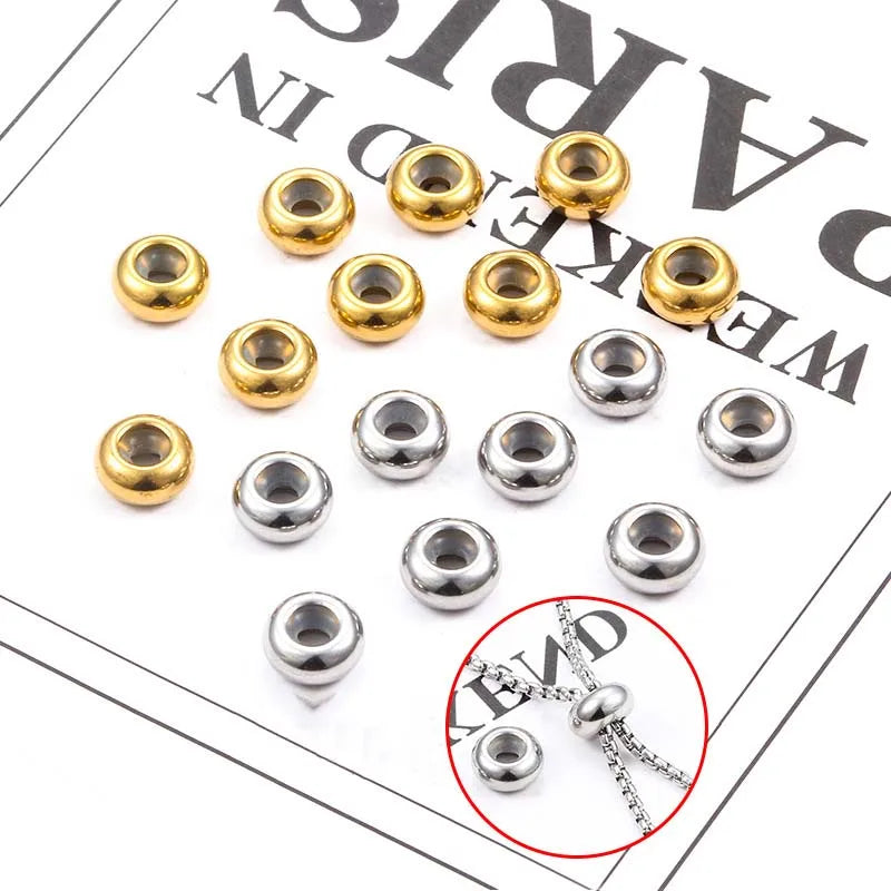 Wholesale Stainless Steel Flat Round Spacer Beads 18K Gold Plated Round Positioning Beads for Jewelry Making Accessories