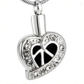 Stainless Steel Crystal Ribbon Heart Memorial Keepsake Necklace Ash Holder Heart Jewelry Urn Pendant Ribbon Cremation Ashes Urn