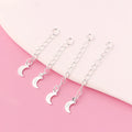 30mm 40mm Extender Chains Sterling Silver Chain Extensions with Crescent Moon Charm for Jewelry Making Supplies