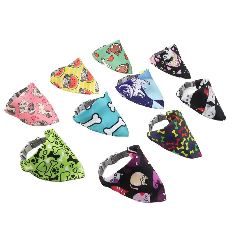 Wholesale Pet Accessories Scarf Adjustable Personalized Cute Soft  Neckerchief Buckle Luxury Dog Triangle Pet Bandana Collar