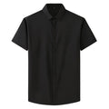 Summer New Large Size Men's Short Sleeve Shirt Large Loose Casual Thin Solid Color Elastic Shirt Men