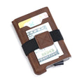 Concok European Style Vintage Fashion PU+Aluminum RFID Blocking Credit Card Wallet Combined Type Pouch -up Function No Closure