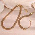 Fashion Jewelry Gold Plated Wide Link Chain Thick Mesh Necklace Adjustable Stainless Steel Choker for Women Girls Bracelet
