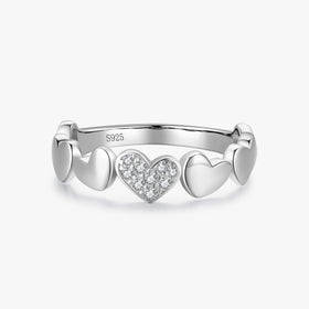 Ailmay Shining Clear Zircon Heart Shape Fashion 925 Sterling Silver Love Ring for Women Wedding Statement Fine Silver Jewelry