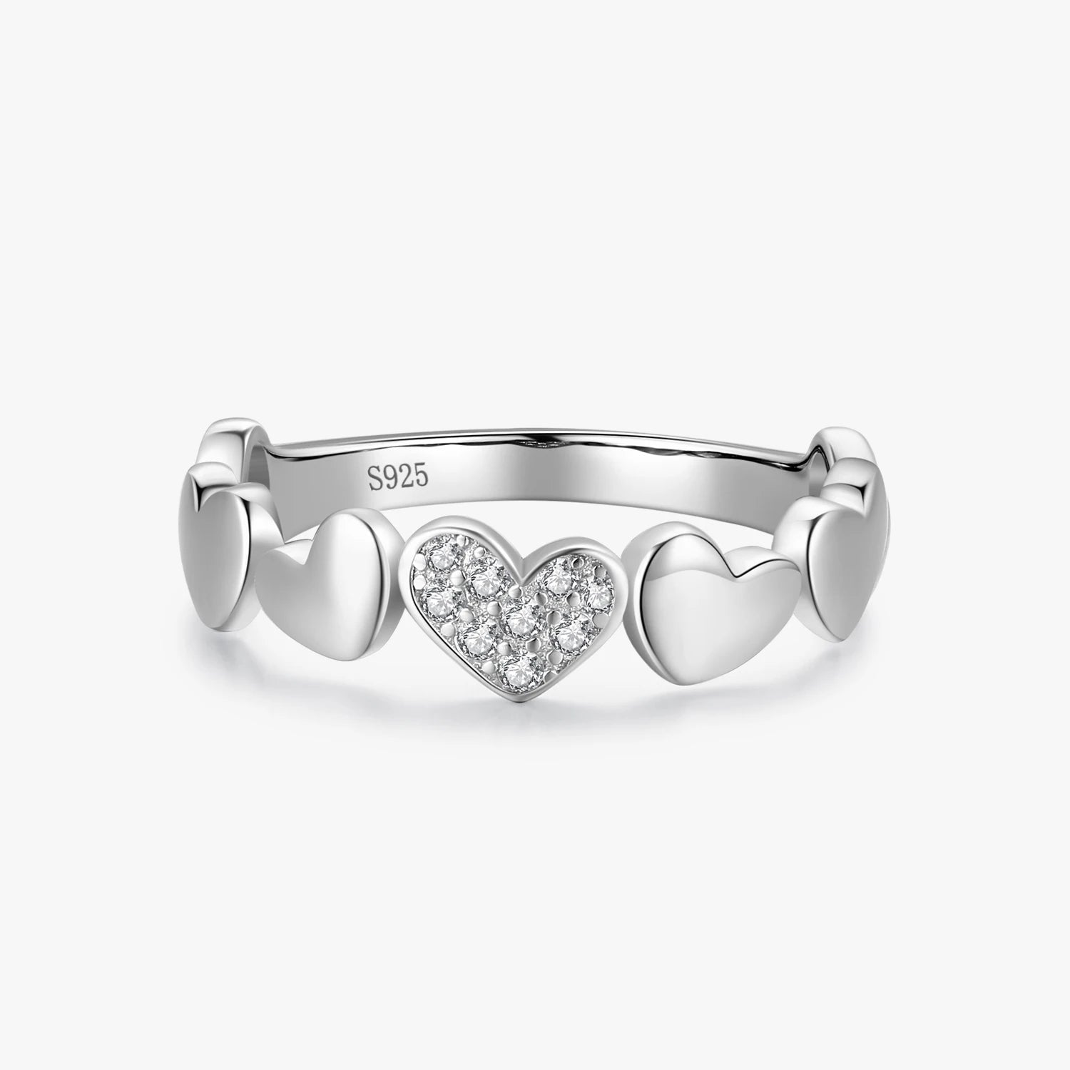 Ailmay Shining Clear Zircon Heart Shape Fashion 925 Sterling Silver Love Ring for Women Wedding Statement Fine Silver Jewelry