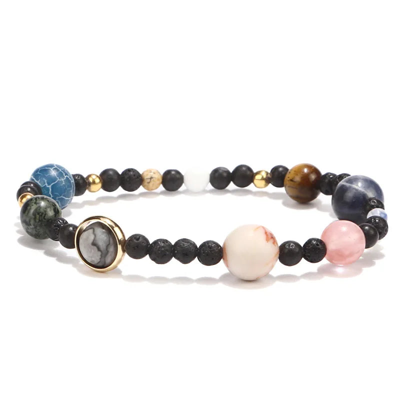 Hot Selling Fashion Solar System Galaxy Bracelet Natural Stone Eight Planets Universe Guardian Star Bracelet