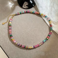 Dainty Rainbow Tourmaline Stone Necklace Stainless Steel Abacus Beaded Necklace Balancing Yoga Jewelry for Women Birthday Gift