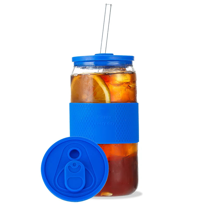 JM Qualified High Borosilicate PC Drinking Cup Transparent RTS Hot Selling Straw High Temperature Resistance LOGO Beer Can Glass