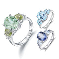 A4072 Abiding Fine Jewelry Natural Gemstone Three Stone Ring 925 Sterling Silver Luxury Wedding Rings Woman Jewelry