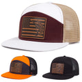 Embossed Logo Leather Patch Snapback Trucker Cap 7 Panels Mesh Beach Customizable Unique Embossed Denim for Fashion for Outdoor