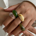 Designer Multi Color Stacked Irregular Resin Rings for Women Trendy Lady Finger Ring Daily Wear Accessories Fashion Jewelry Gift
