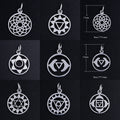 Polishing Circle 100% Stainless Steel Laser Cut Rainbow Hollow Yoga Seven-wheel Earring Charm Pendant for Bracelets Bulk