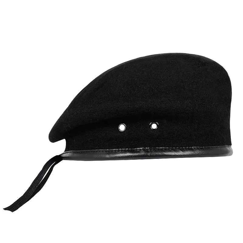 British Berets for Men and Women Wool and Leather Solid Color Classic Artist Painter Hats Support Custom Embroidery