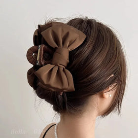 Princess Double Sided Big Bow Hair Claws for Thick Hair Stain Large Bow Design Shark Hair Claw Clip Girl Gripper Hairpin Clip