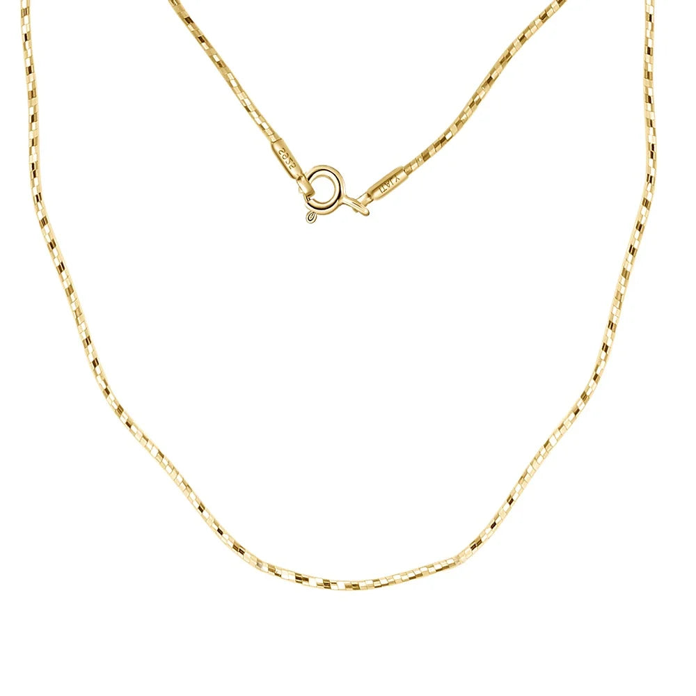 RINNTIN SC72 Fine Jewelry Italy S925 Chain Necklace Silver Chain 14K Gold Plated 1mm Wave Design Choker Chain Necklace