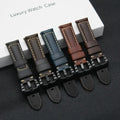 Custom Smooth Leather Watch Wrist Band 20mm 22mm 24mm 26mm Vintage Side Stitching Strap Italian Waxed Leather Watch Straps