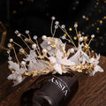 Handmade Feather Headdress Wedding Bridal Pageant Rhinestone Crystal Tiaras Crown Molding Headpieces for Queens and Bride