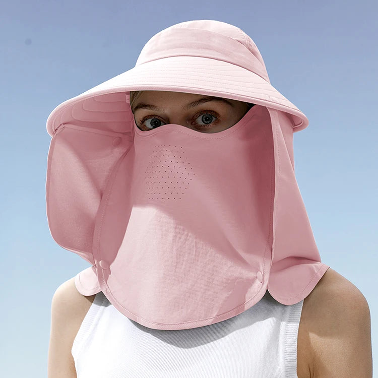 GJ XMZ220 Hot Selling Multifunctional Polyester Sun Cap Removable Outdoor Big Brim Breathable Fishing Sun Hat