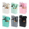 Multifunctional 19pcs Cookware Set Silicone Kitchen Utensils Set Silicone Kitchen Spatula Utensil Set with Wooden Handle