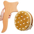 Wooden Guasha Board Massager Body Foot Reflexology Shiatsu Meridians Tools & Round Massage Brush