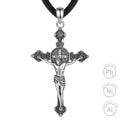 Merryshine 925 Sterling Silver Religious Jesus Crucifix Cross Pendant Necklace Patron Protection with Tarnish-Free Link Chain