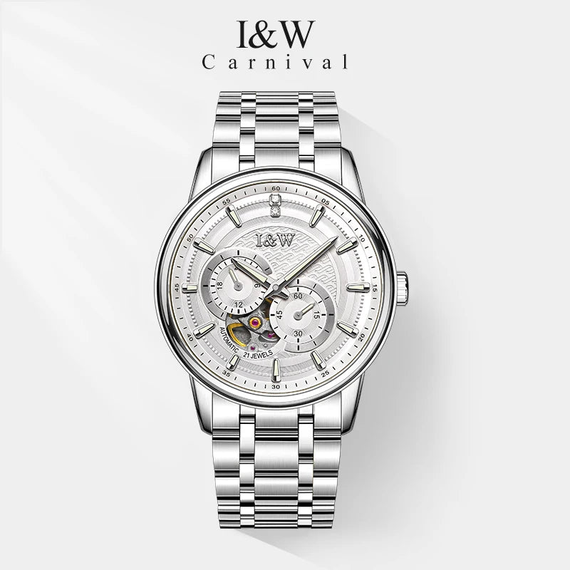 IW Men's Top Brand Luxury Mechanical Watch Fully Automatic Stainless Steel with Miyota Movement Waterproof Luminous Hands