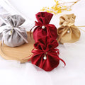 Pearl Ribbon Chocolate Candy Drawstring Bag Round Velvet Bag Jewelry Gift Pouch for Wedding Favors Chocolate Jewelry Packaging