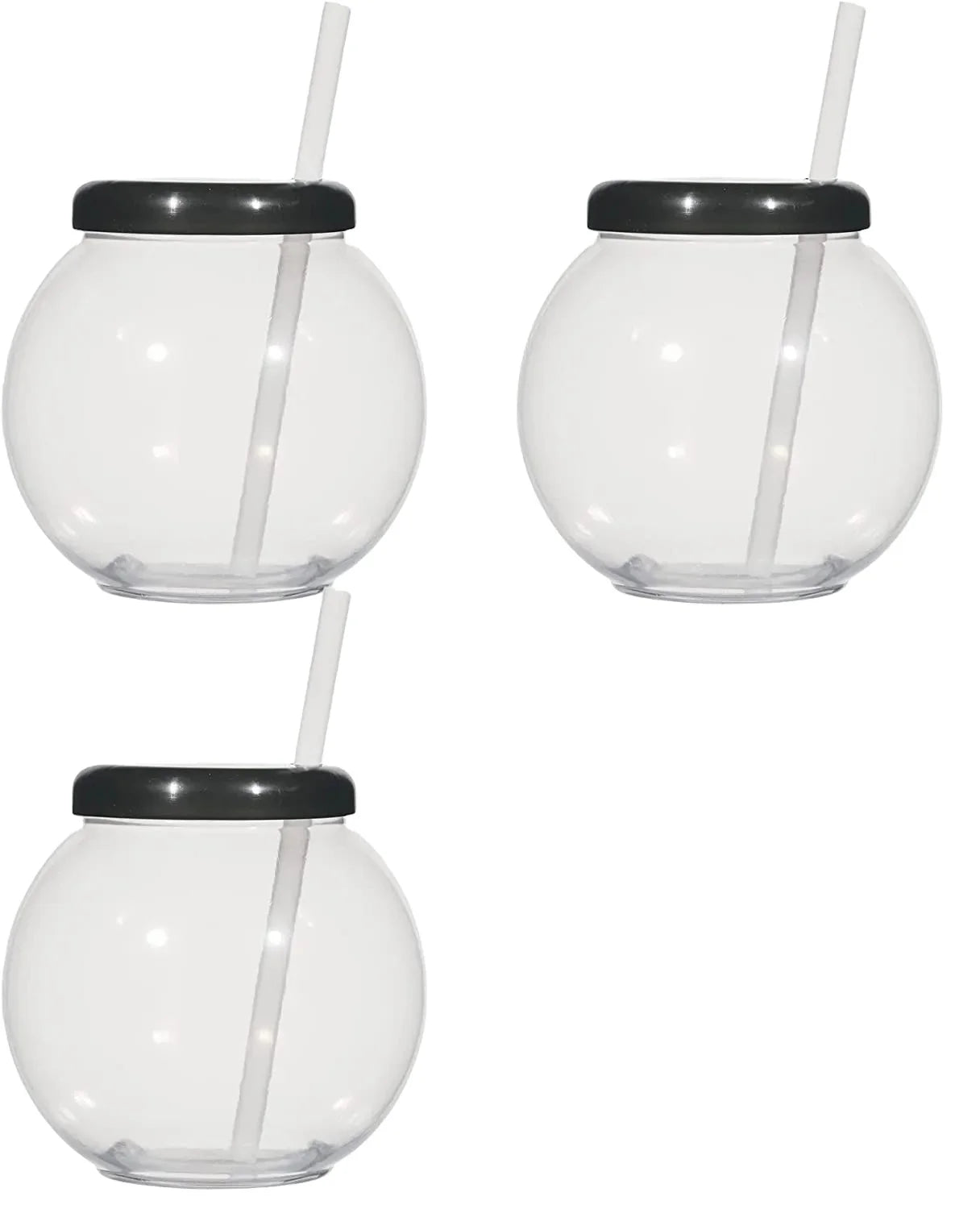 24oz/42oz/46oz Souvenir Drinking Fish Bowl Cocktail Glass Plastic Fishbowl Cup With Lid & Straw