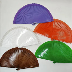 FAREA Custom Solid Color Colorful with Printed Fabric Design Hand Held Fan Wooden Folding Fan Abanicos De Mano