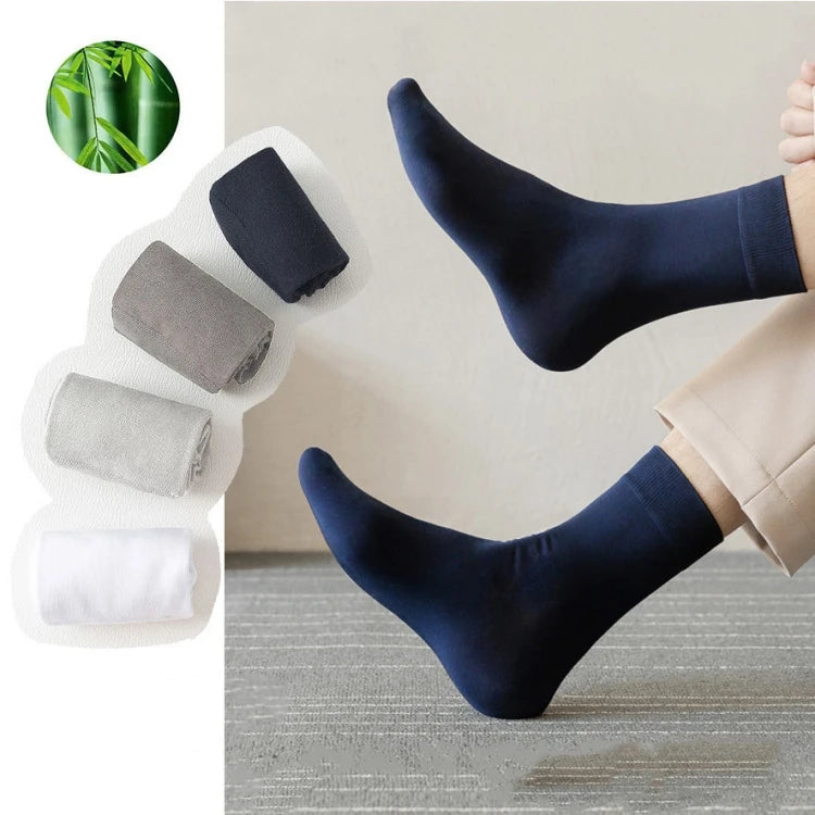 Wholesale Autumn and Winter Men's Bamboo Fiber Socks Solid Color Business Men's Socks