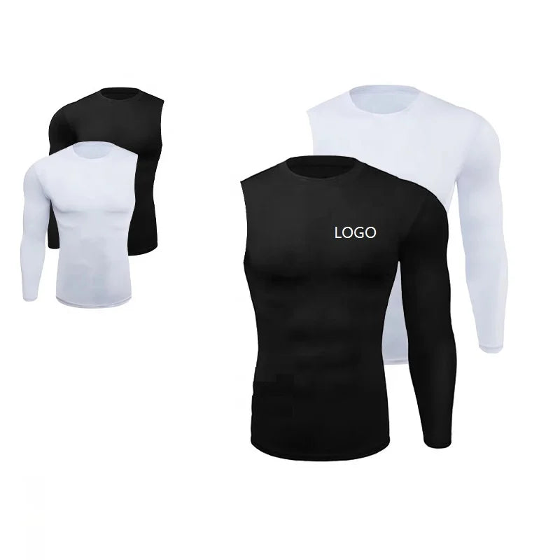 Compression T Shirt US Size 95% Polyester GYM Clothing Workout Tee Single Sleeve Basketball Football Baselayer Training Wear