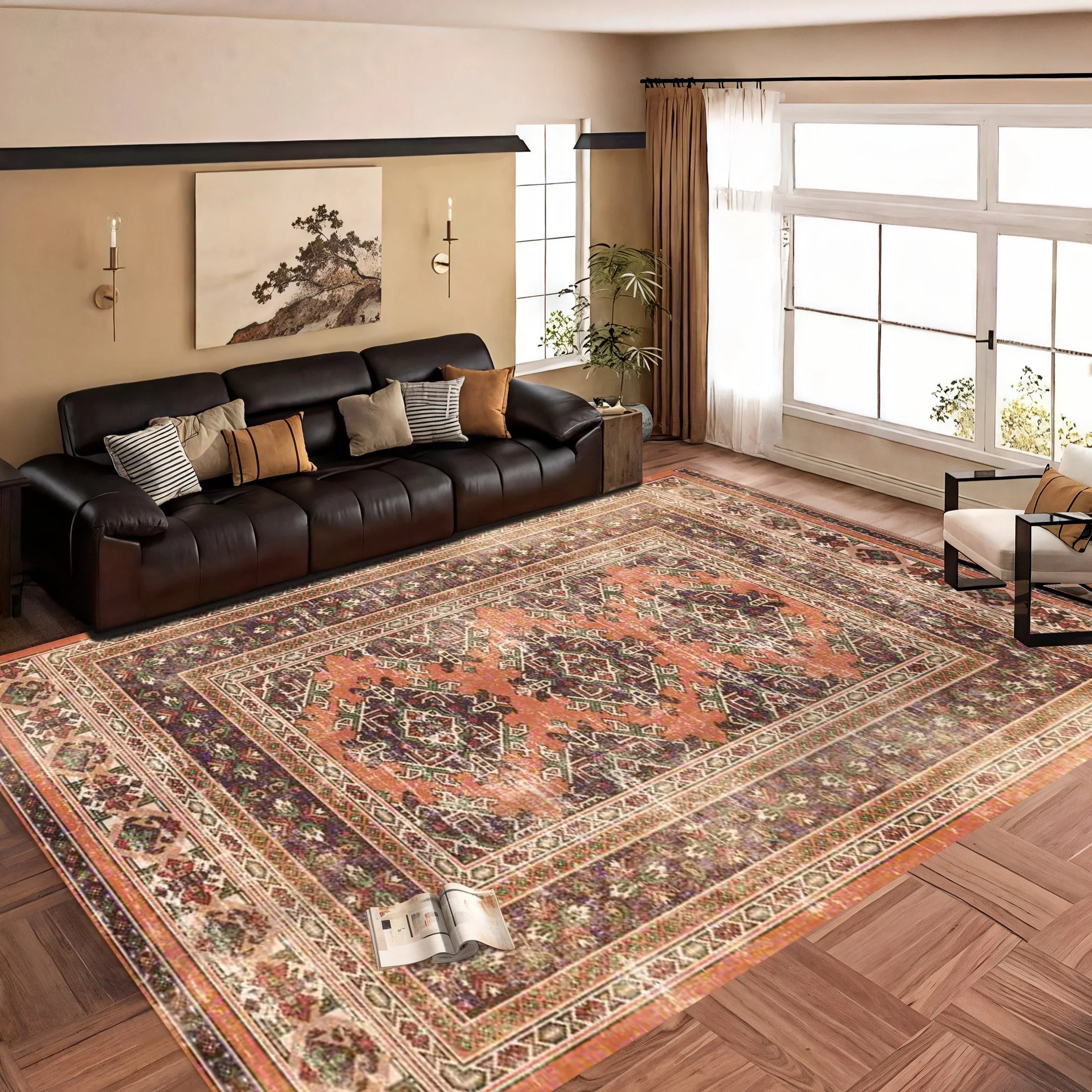Washable Durable Anti-Slip Easy Clean Wear Resistant High Quality Printed Area Rugs With Low Pile Soft Faux Cashmere Surface