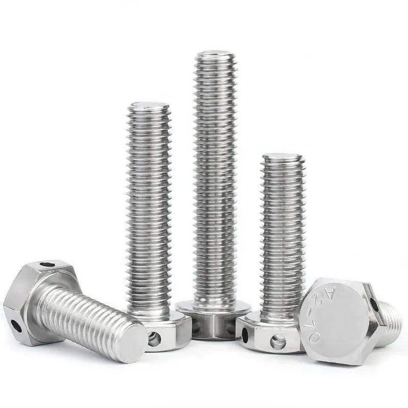M6-M24 Stainless Steel 304 Hexagon Bolts Din931 With Cotter Pin Hole High Strength Hex Bolt Whit Hole