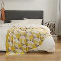 New Product Light and Cooling Bamboo Fiber Geometric Knitted Throw Blanket for Sofa for Summer OEKO-TEX KLS